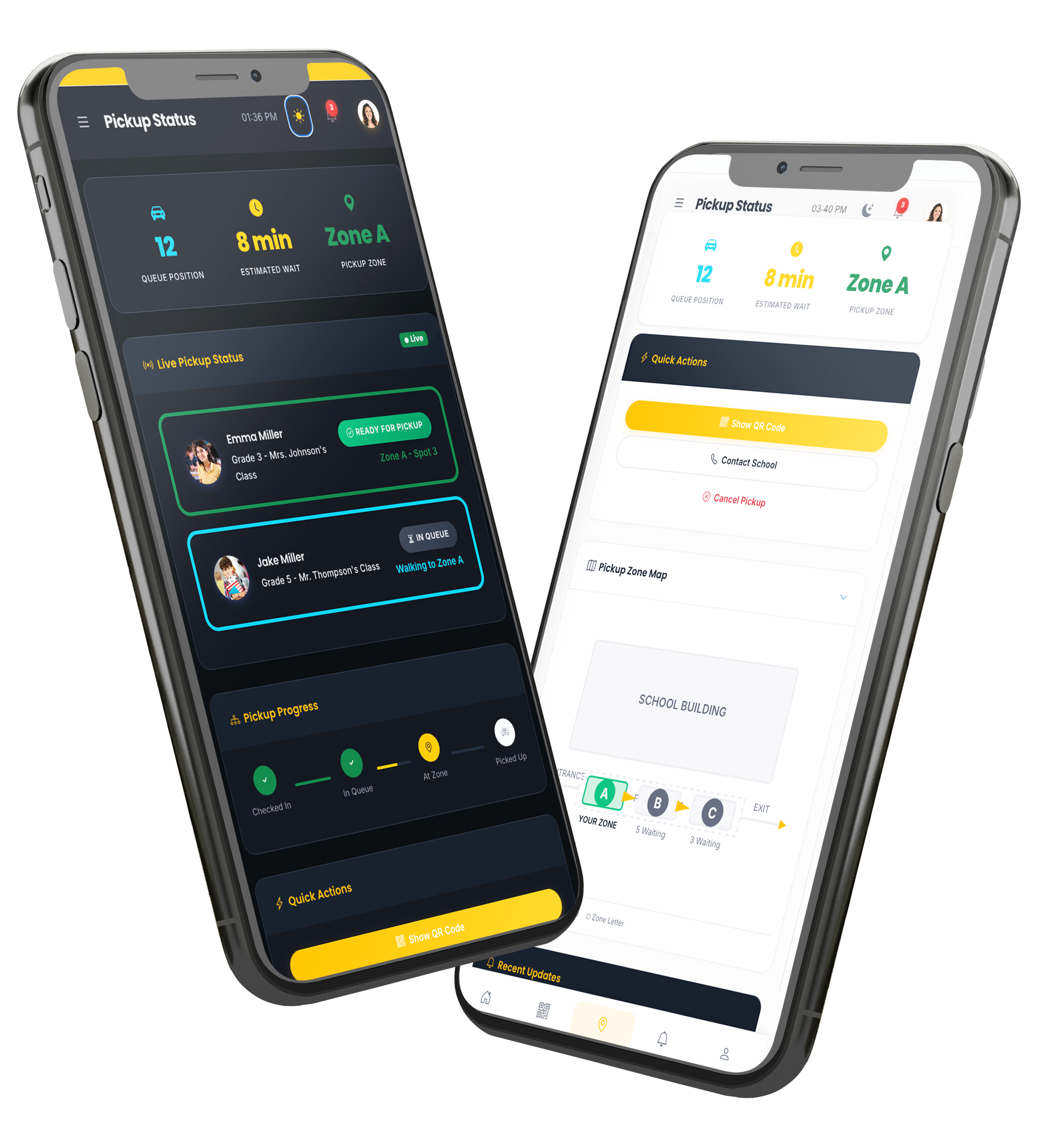 Parent pickup status screen