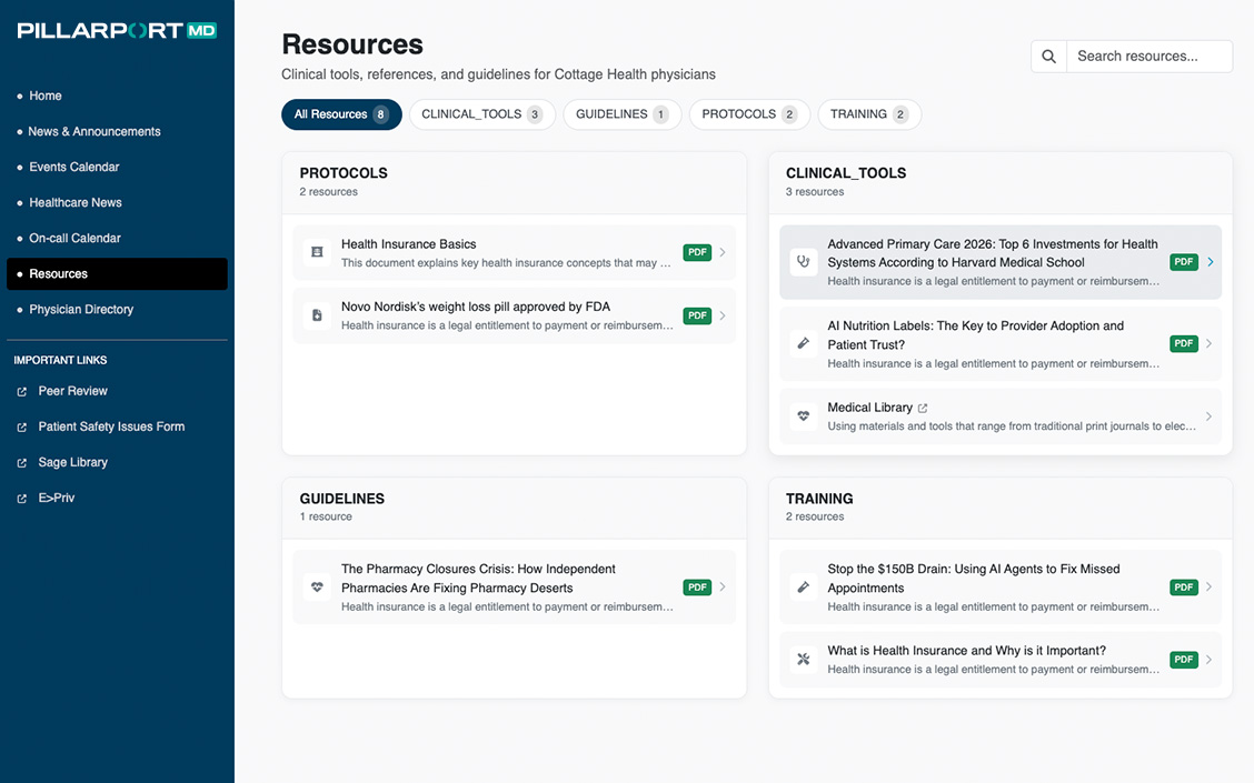 Medical library and clinical resources page